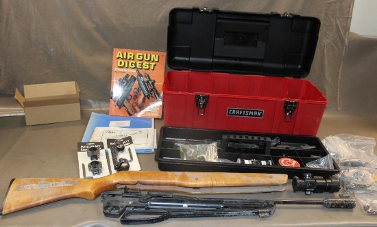 Mixed Airgun Parts and Literature in Toolbox