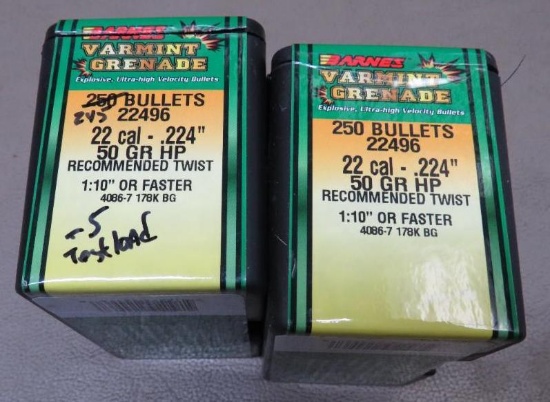 Barnes 50 gr 22 cal Varmint Grenade Bullets for Reloading
