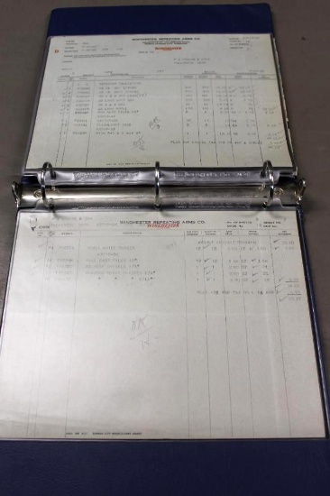 Binder of Antique Winchester Invoice Sheets Dated 1922 and Targets