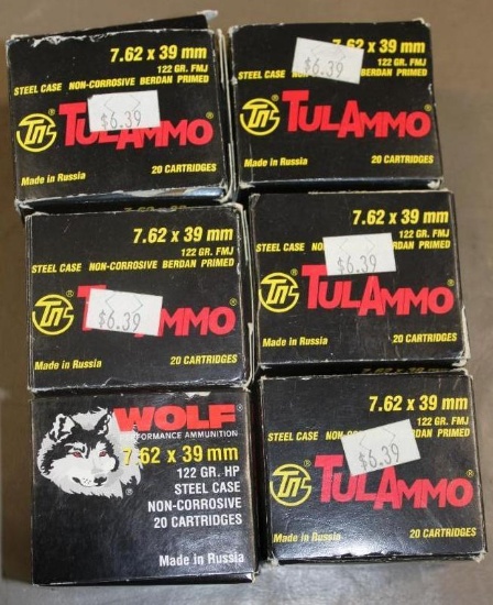 120 Pieces 7.62 x 39mm Ammunition