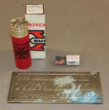Winchester Brass Plaque, Knife Oil, and Avon Collectible