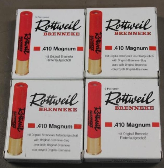 20 Cartridges Rottweil Brenneke 410 Magnum Ammunition
