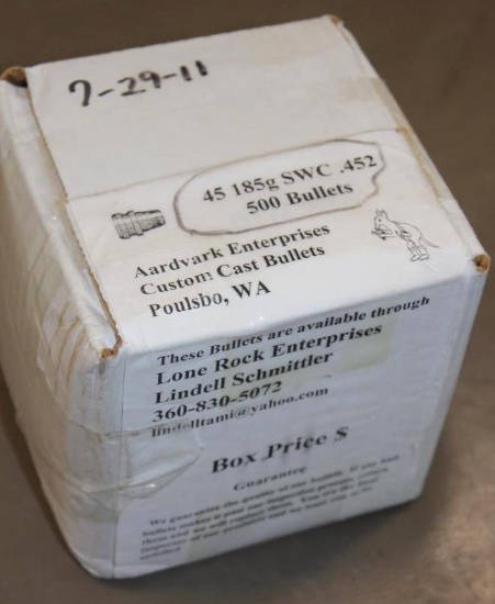 Box of 500 Aardvark 45 Caliber Bullets for Reloading