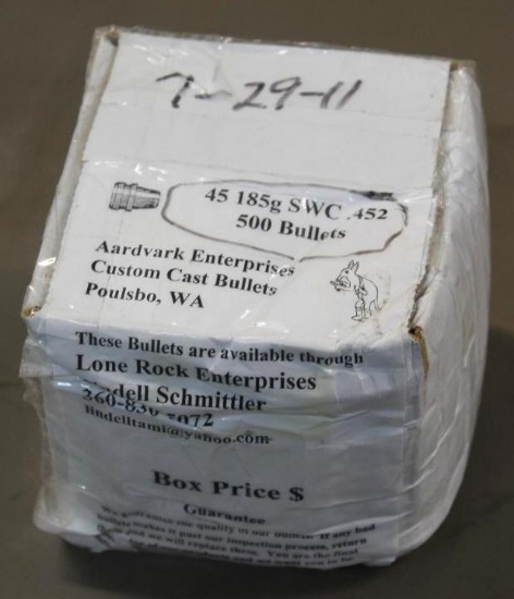 Box of 500 Aardvark 45 Caliber Bullets for Reloading