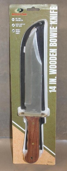 Mossy Oak 14" Wood Handle Bowie Knife with Sheath