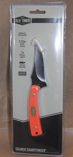 New Schrade Old Timer Orange Sharpfinger with Sheath