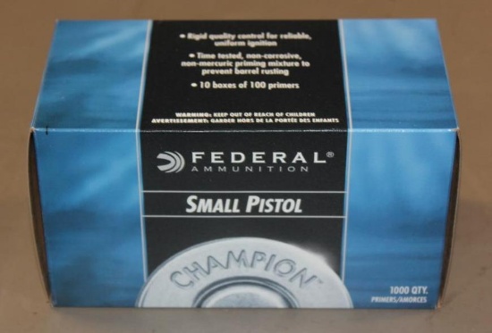 Box of 1000 Federal No. 100 Small Pistol Primers **NO SHIPPING**