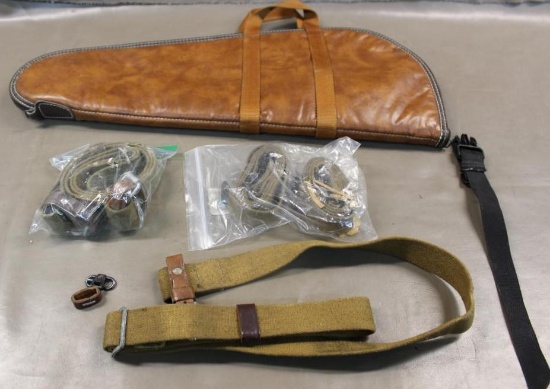 Short Soft Leather Firearm Case and Canvas Slings