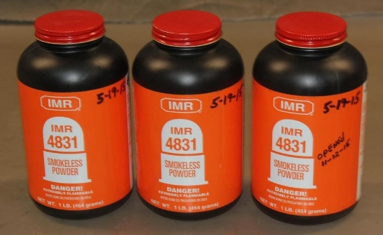 Two Full and One Partial Containers IMR 4831 Smokeless Powder NO SHIPPING