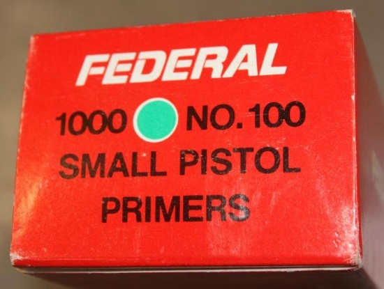 Box of 1000 Federal No. 100 Small Pistol Primers **NO SHIPPING**