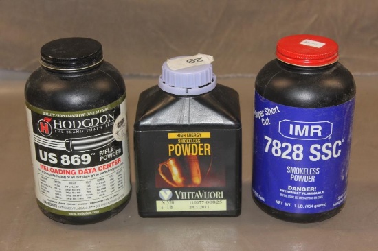 Three 1 lb. Containers Smokeless Powder NO SHIPPING