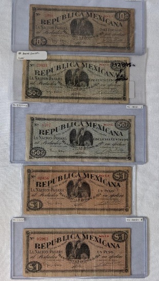 Republica Mexicana Peso & Centavo Paper Notes