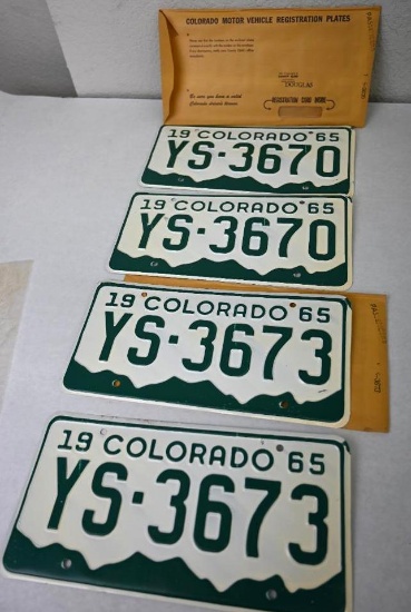 Two 1965 Colorado License Plate Pairs!