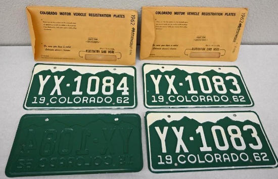Two 1962 Colorado License Plate Pairs!