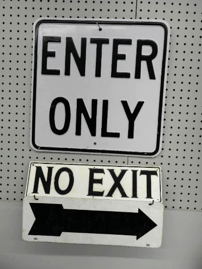 Embossed Enter Only / No Exit Heavy Metal Signs