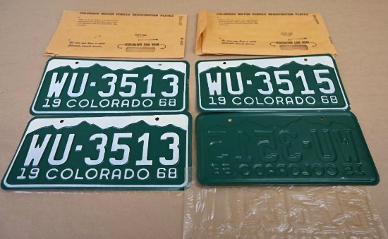 Two 1968 Colorado License Plate Pairs!