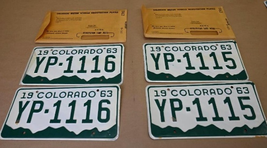 Two 1963 Colorado License Plate Pairs!