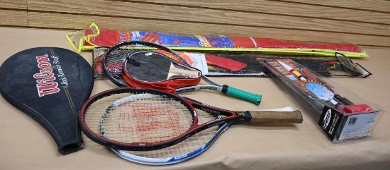 Two Kites, Three Tennis Racquets & Estes Flying Model Rocket