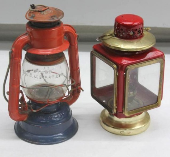 Dietz Comet Red and Blue Lantern and Additional Box Lantern