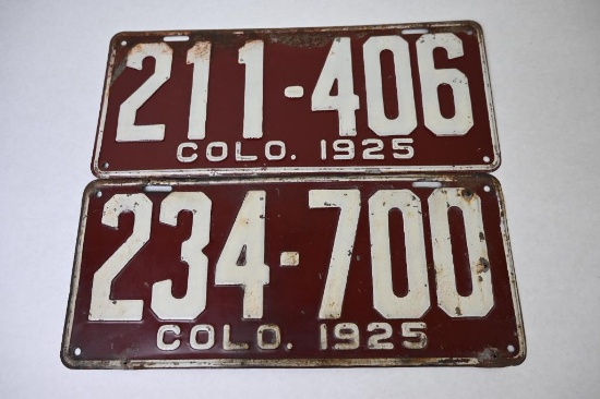 Two 1925 Colorado Single License Plates