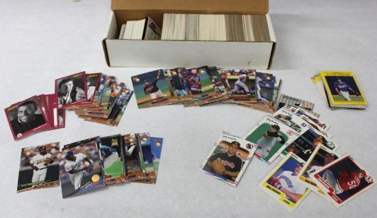 Box Filled with Mixed Baseball Cards from Early 1990s