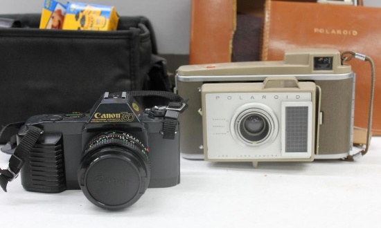 Canon T50 and Polaroid J33 Land Camera
