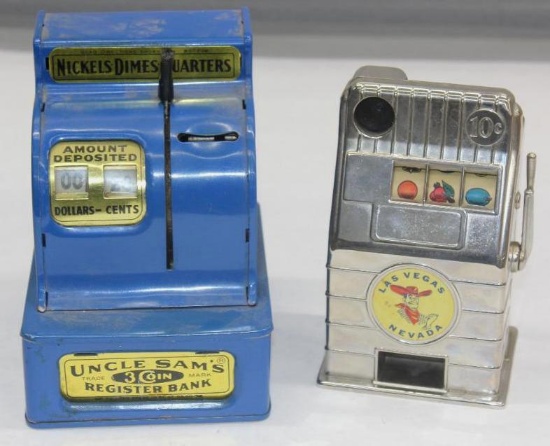 Uncle Sam's 3-Coin Register Bank and Las Vegas Jackpot 10 Cent Bank