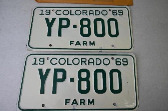1969 Colorado Farm Truck License Plate Pair