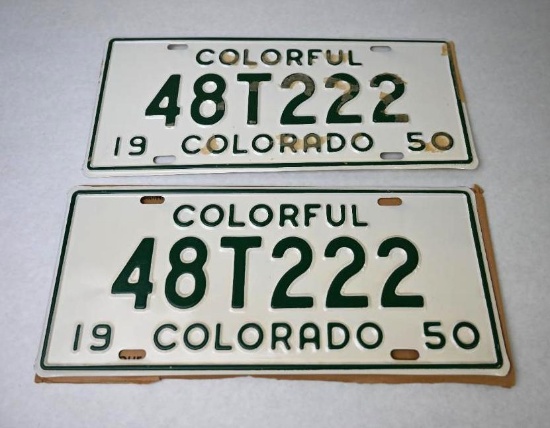 1950 Colorado Truck Plate Pair!