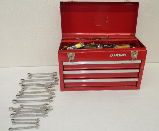 Loaded Craftsman Tool Box & SAE Wrenches