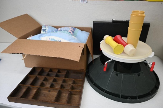 Samsonite Case, Tupperware & Wood Tray