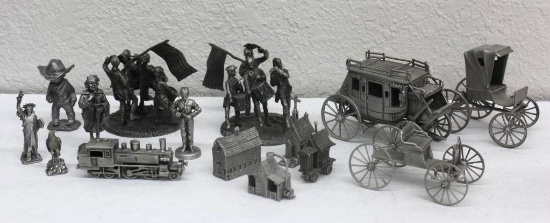 Collection of Pewter Figures by Hudson, Franklin Mint, and More