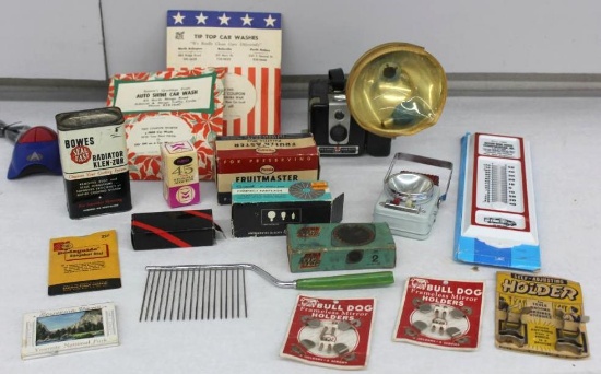 Brownie Hawkeye Camera and Mixed Vintage Products in Packaging