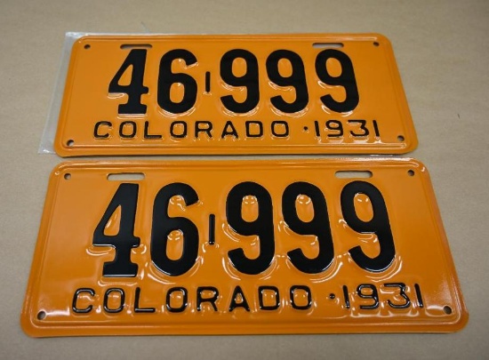 1931 Colorado License Plate Pair!