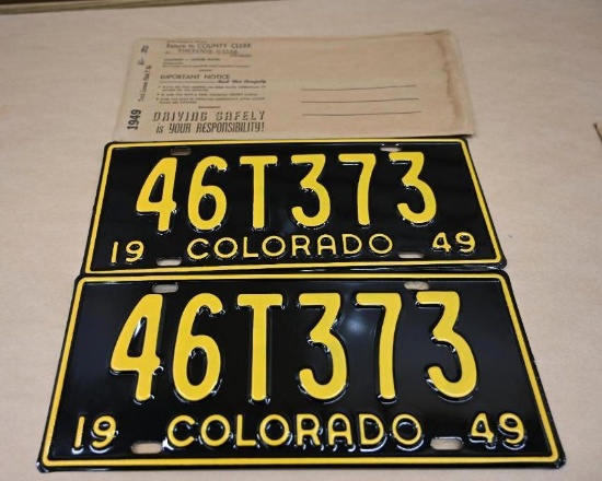 1949 Colorado Truck License Plate Pair!