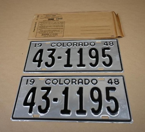 1948 Colorado License Plate Pair!