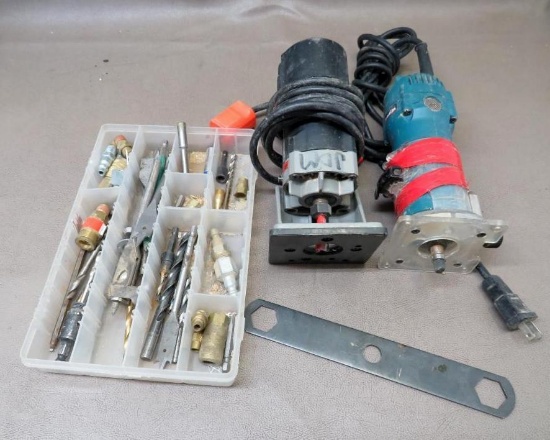 Two Woodworking Trim Routers and Misc Tools