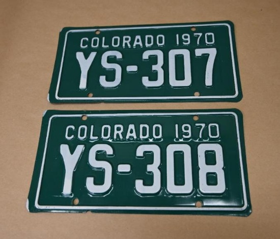Two 1970 Colorado Motorcycle License Plates!