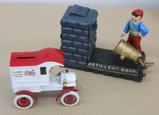 Pair of Metal Collectible Coin Banks