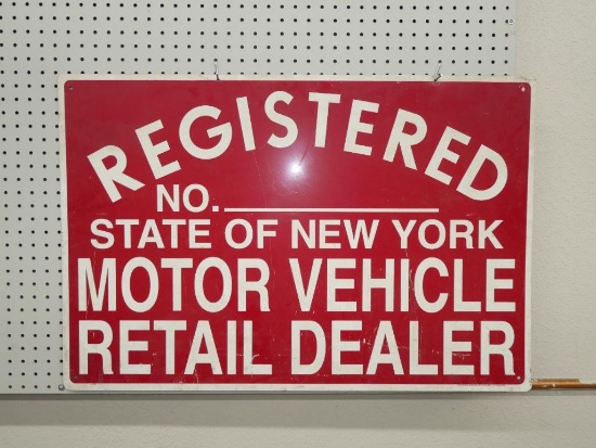 New York Motor Vehicle Tin Sign!