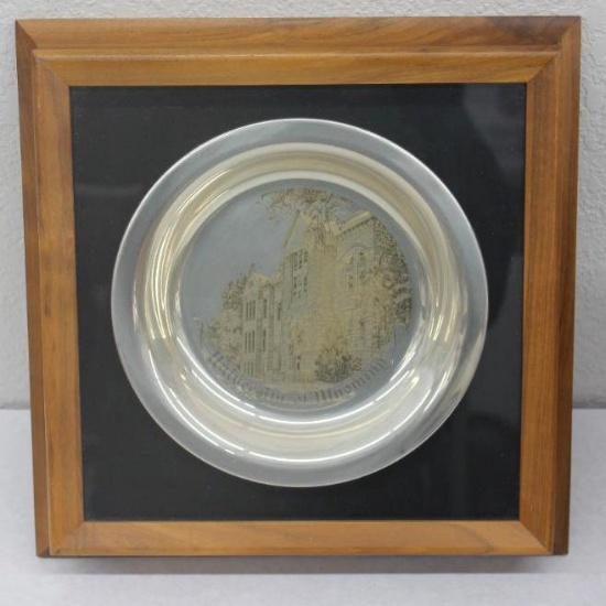 Official University of Wyoming Sterling Silver Plate in Beautiful Wood Frame