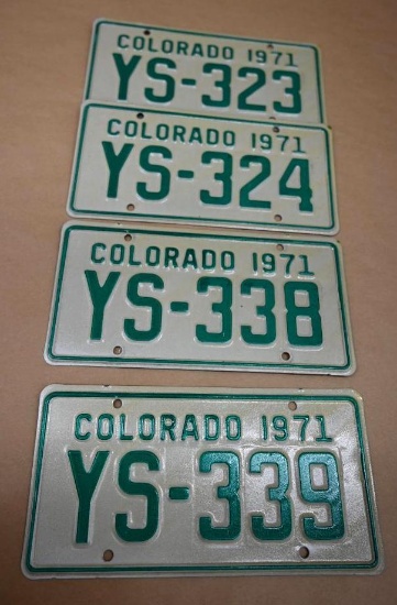 Four 1971 Colorado License Plates!