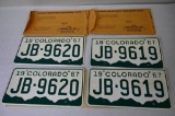 Two 1967 Colorado License Plate Pairs!