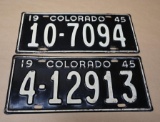 Two 1945 Colorado Single License Plates