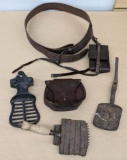 Antique Foot Steps, Curry Comb, and Leather Goods