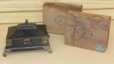 Two Corina Larks Wood Cigar Boxes and Footed Jewelry Box
