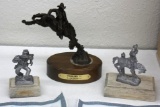 Bronze Edd Hayes Statue and Two Michael A Ricker Pewter Figures