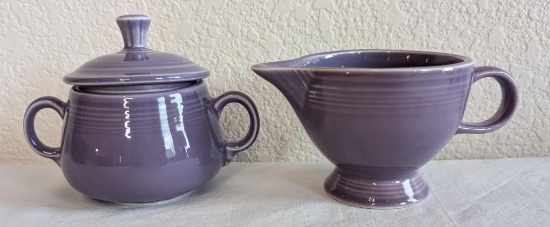 Lilac Fiestaware Cream and Covered Sugar Dishes