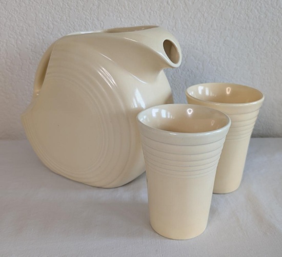Fiesta Ivory Disc Pitcher and Tumblers