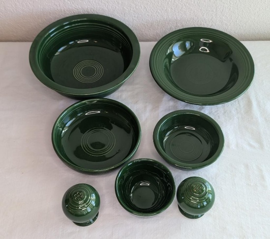 Fiestaware Dark Green Bowls and Shakers